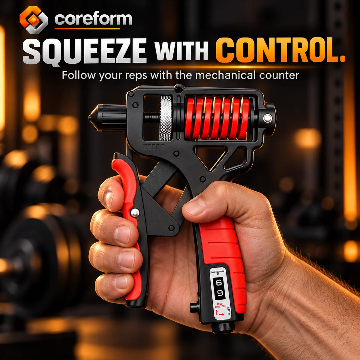 CoreForm Grip Trainer™ – Adjustable Hand Grip Strengthener with Rep Counter