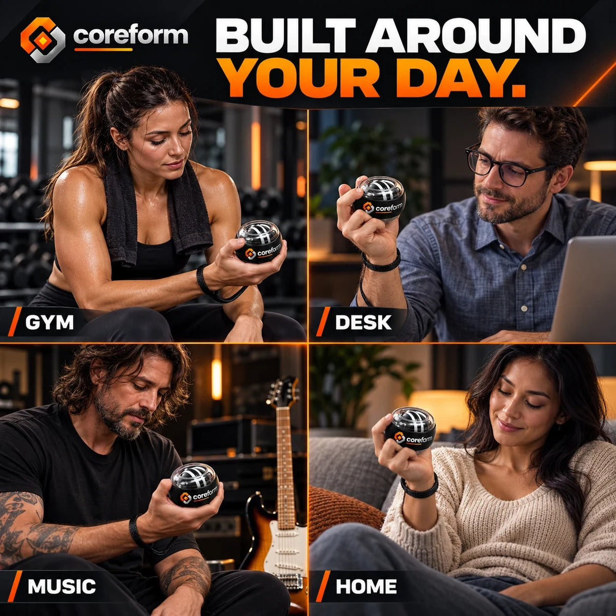 CoreForm Gyro Ball – Auto-Start Wrist & Forearm Strengthener