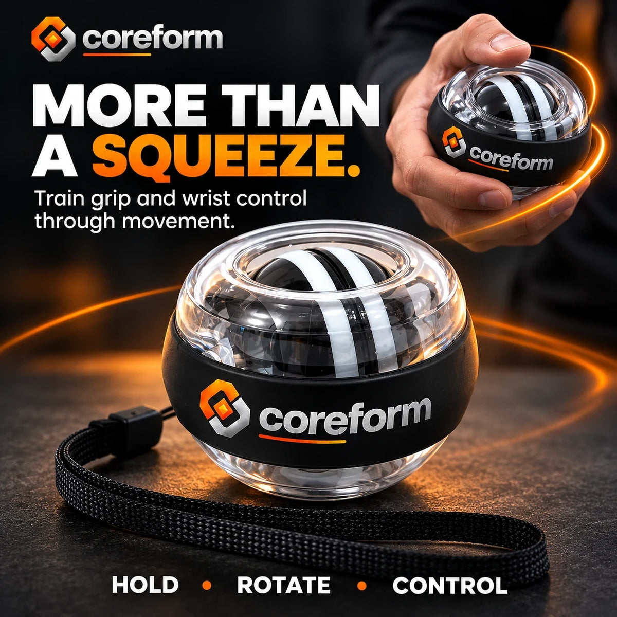 CoreForm Gyro Ball – Auto-Start Wrist & Forearm Strengthener