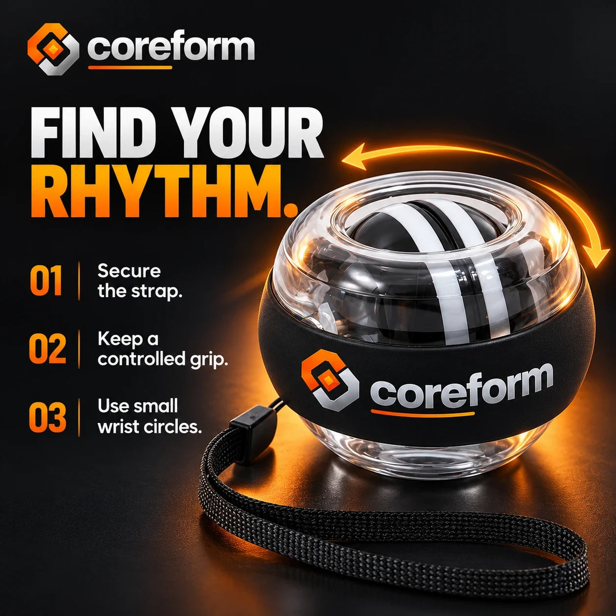 CoreForm Gyro Ball – Auto-Start Wrist & Forearm Strengthener
