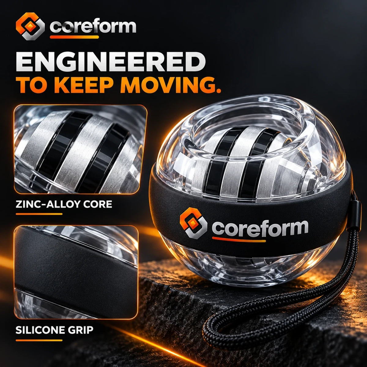 CoreForm Gyro Ball – Auto-Start Wrist & Forearm Strengthener