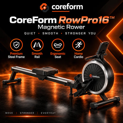 CoreForm RowPro 16™ – Quiet Magnetic Rowing Machine for Home Gym