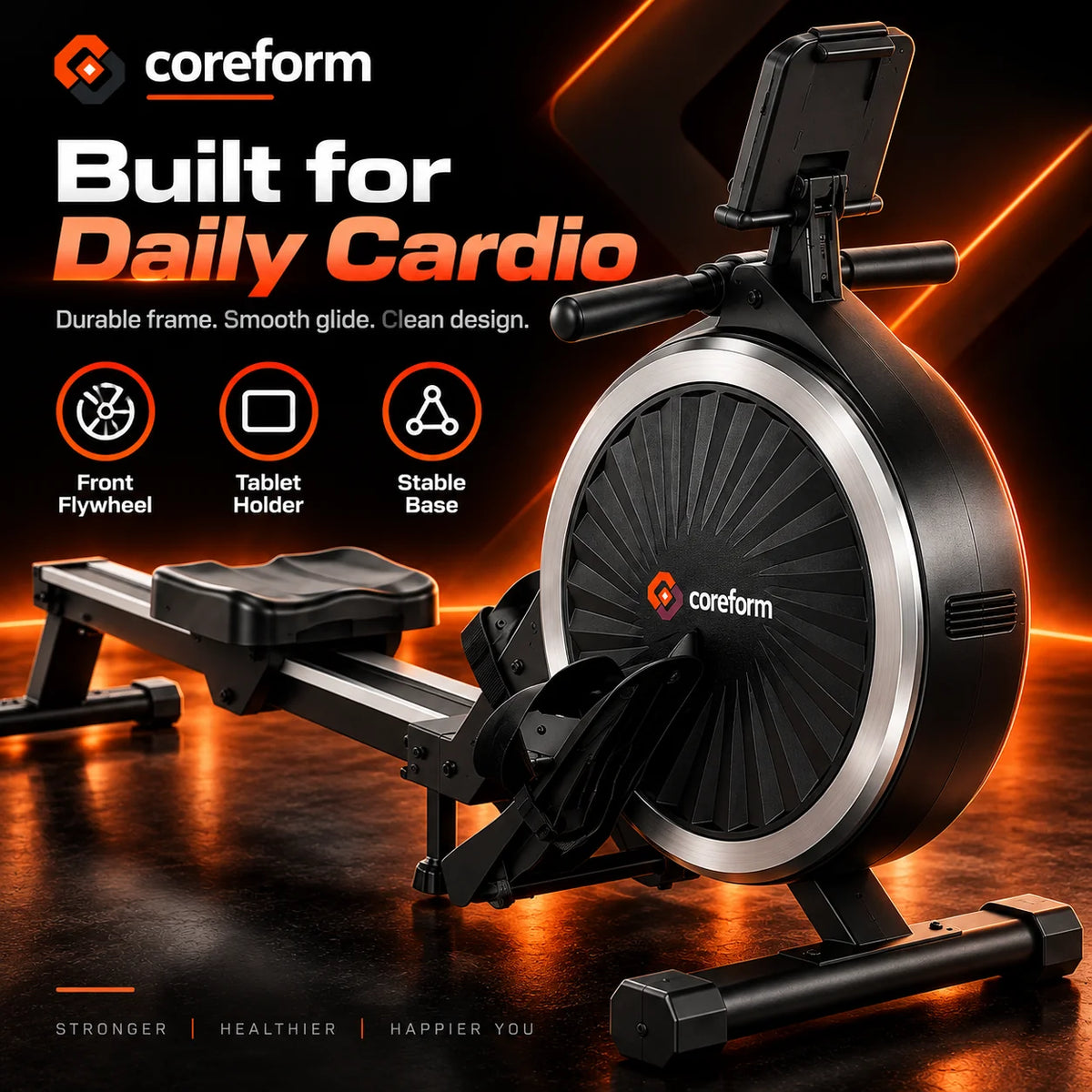 CoreForm RowPro 16™ – Quiet Magnetic Rowing Machine for Home Gym