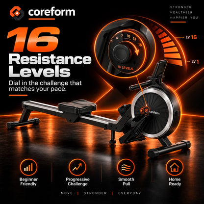 CoreForm RowPro 16™ – Quiet Magnetic Rowing Machine for Home Gym