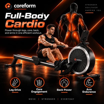 CoreForm RowPro 16™ – Quiet Magnetic Rowing Machine for Home Gym