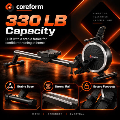 CoreForm RowPro 16™ – Quiet Magnetic Rowing Machine for Home Gym