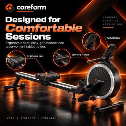 CoreForm RowPro 16™ – Quiet Magnetic Rowing Machine for Home Gym